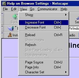Location of font size settings in Netscape Navigator 4.7